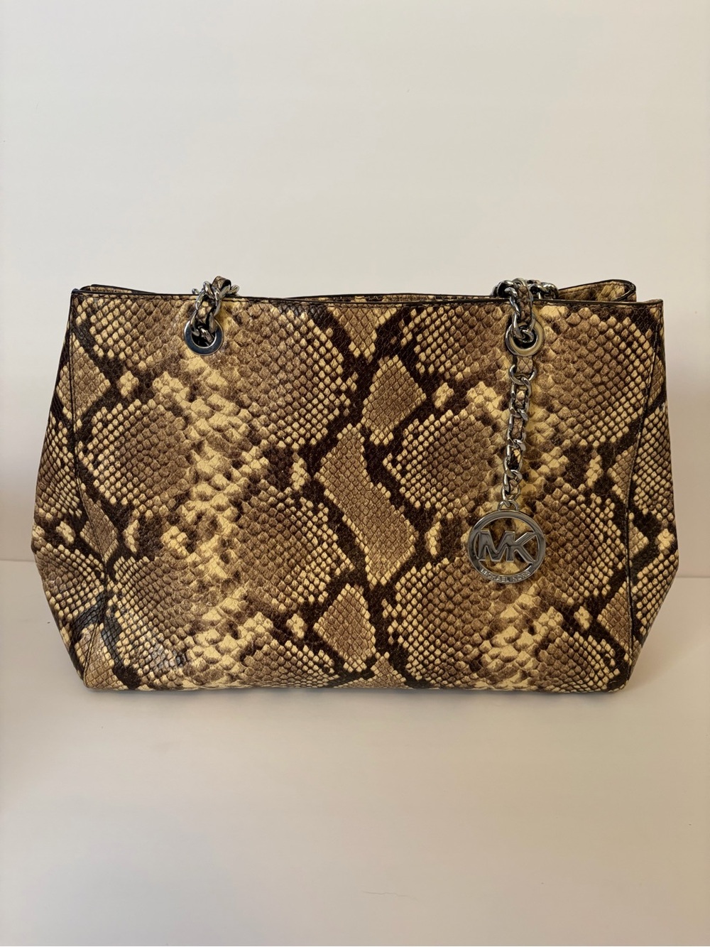 Michael Kors Snake-Print Jet Set Tote Bag w/ Matching Wallet